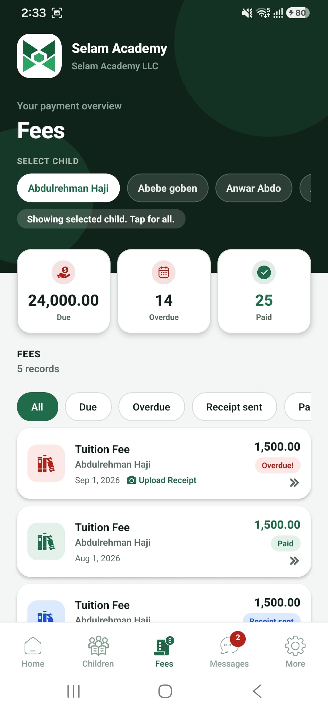 Family App — ETB Slip Upload