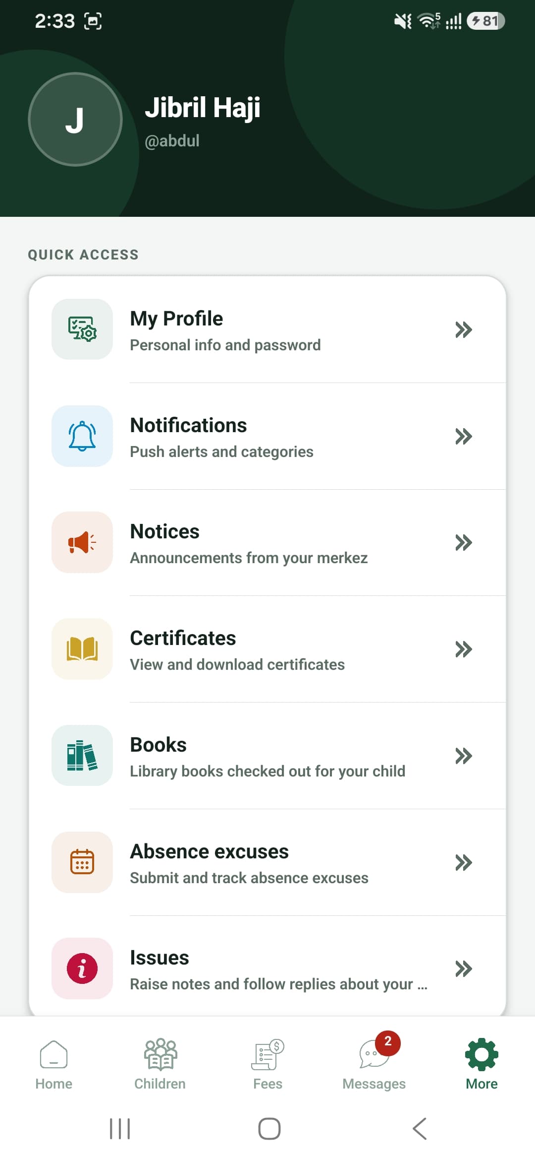 Family App — More & Settings
